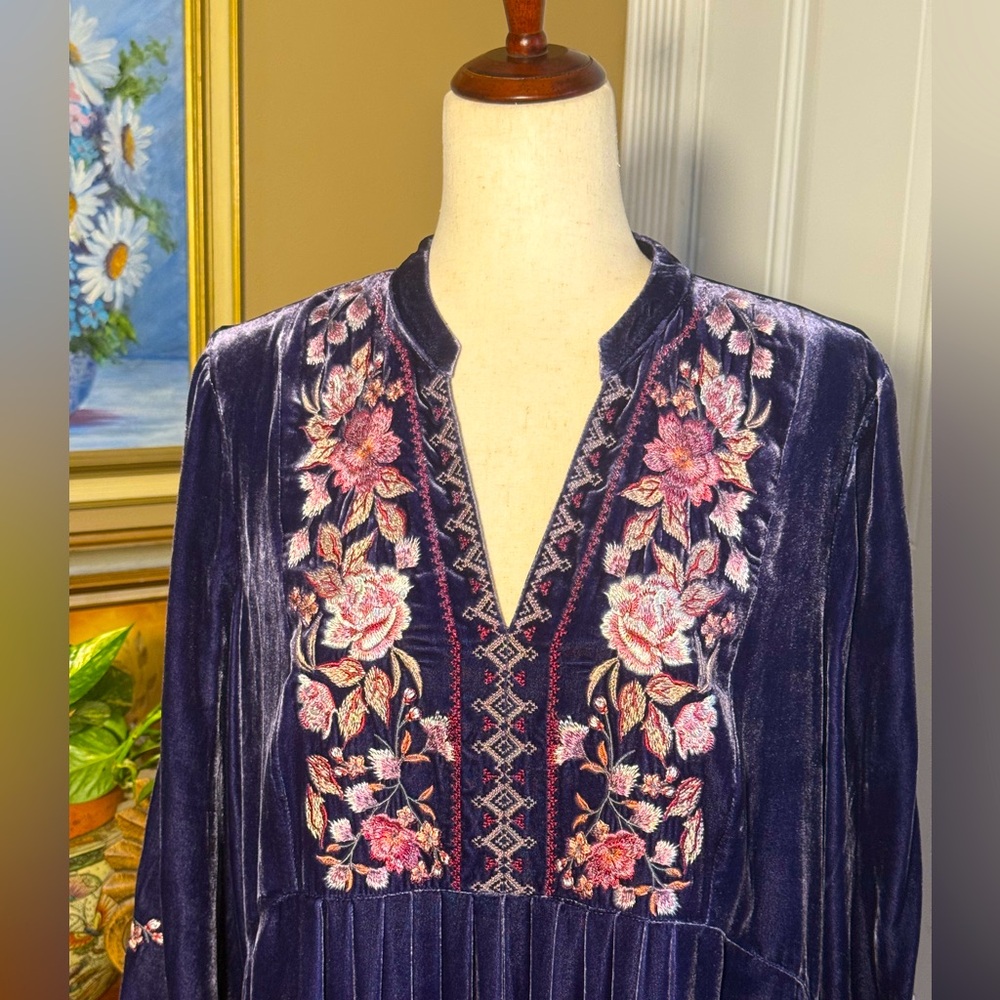Sundance Embroidered Bianca Velvet Mini Dress Purple L Petite NWT Romantic